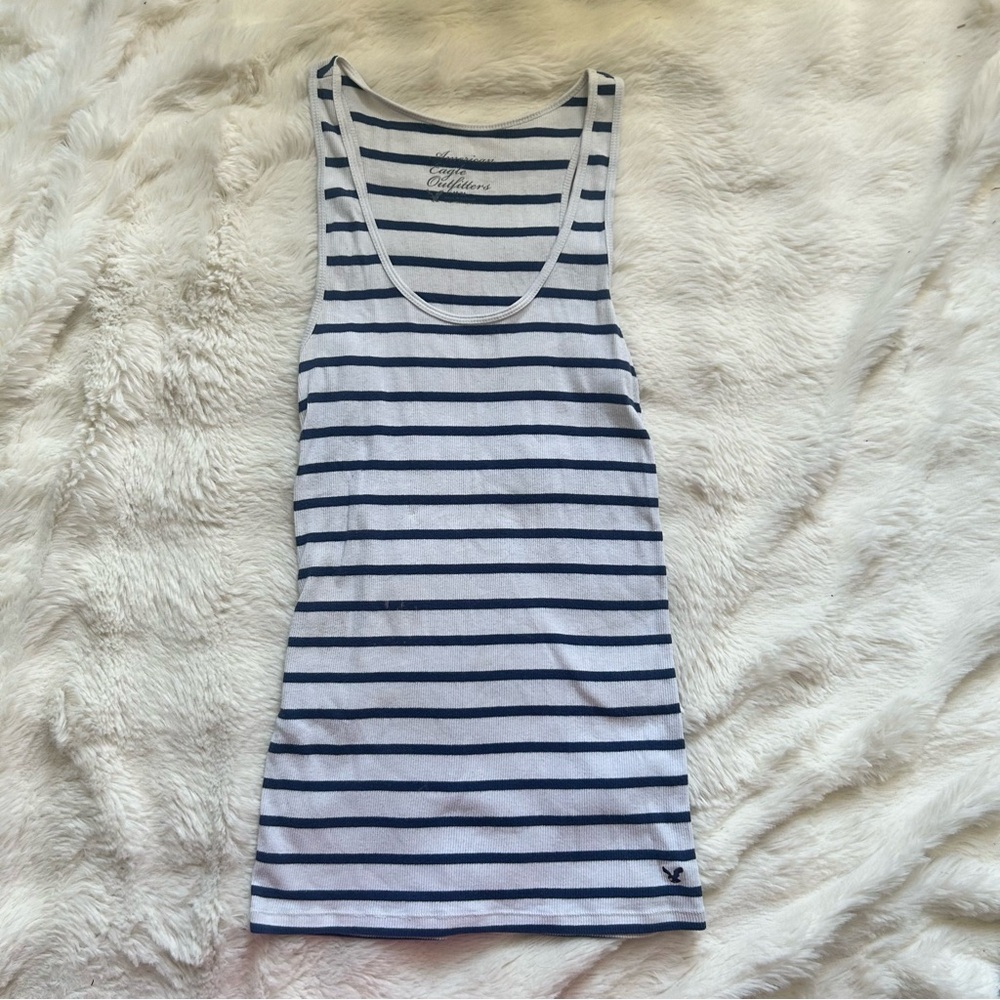 Y2K American Eagle Striped Ribbed Tank